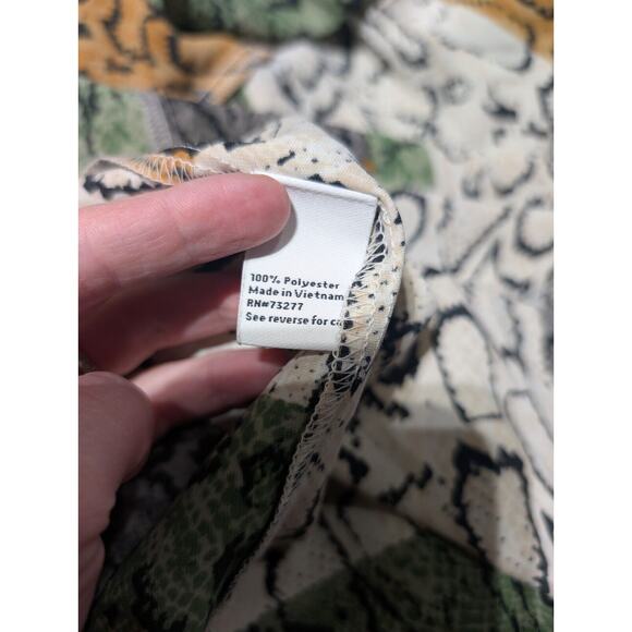 Nine West Womens Snake Print Dress L Animal Print Exotic Tie Waist Button Front - Picture 7 of 8